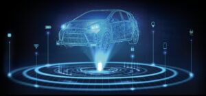 A cloud car undergoing simulation testing.