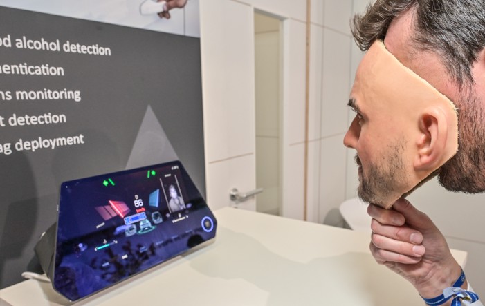The trinamiX Authentication Biometric Display can tell the difference between a mask and a real face.